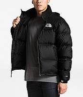 Стильна тепла чорна куртка the north face 700 логотипи вишивка
