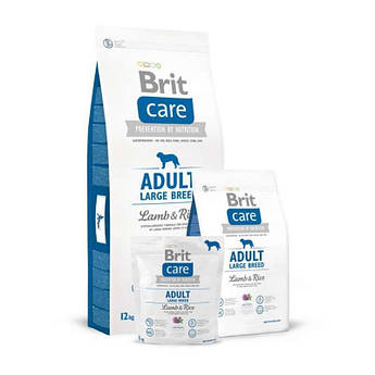 Сухий корм для дорослих собак великих порід (вагою від 25 кг) Brit Care Adult Large Breed Lamb & Rice 1кг
