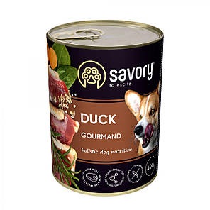 Вологий корм Savory Dog Gourmand для дорослих собак (качка) 400 г, фото 2