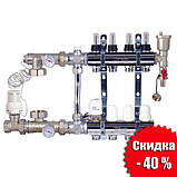 Колектор для теплої підлоги в зібраному вигляді на 4 виходи з витратомірами 1"x3/4" FADO, фото 2