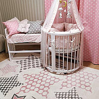 Біле дитяче ліжко трансформер 7в1 кругле овальне + Маятник в подарунок