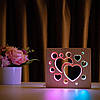 Світильник нічник ArtEco Light з дерева LED "Сердечка" з пультом та регулюванням кольору, подвійний RGB, фото 4