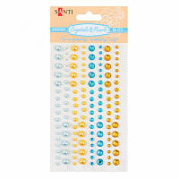 Набір страз та перлин Santi самоклеючих Gold and blue, 136 шт.