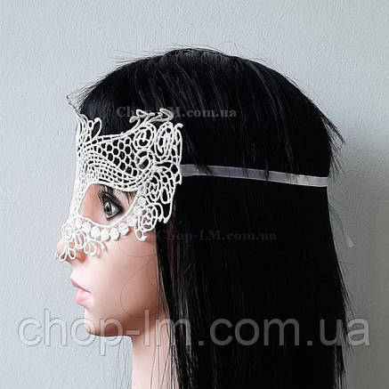 Маска ажурна біла жіноча на очі "Для настрою", фото 2