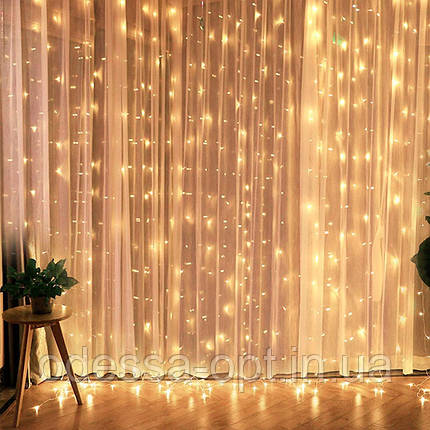 Xmas гірлянда LED (Водоспад 3M*3M) 480-WW Теплий білий, фото 2