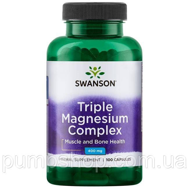Магній Swanson Triple Magnesium Complex 400 мг 100 капс.