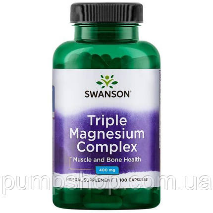 Магній Swanson Triple Magnesium Complex 400 мг 100 капс., фото 2