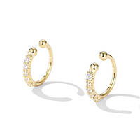 Сережки-кліпси Finding В формі букви С каффа стрази Золотистий 11 мм