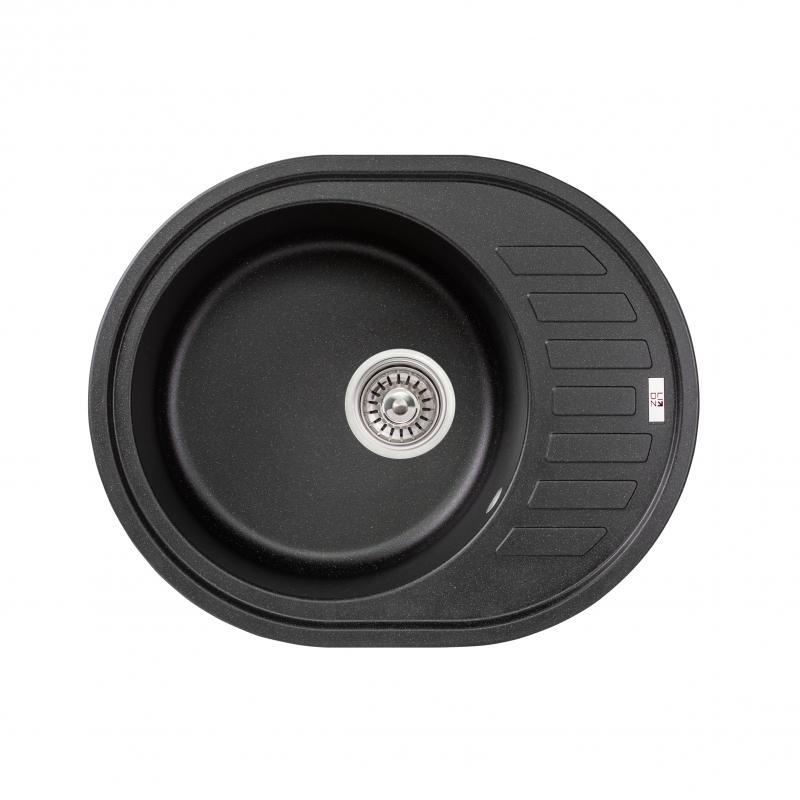 Гранітна кухонна мийка Lidz (BLM-14) 620х500х200 чорна 6250