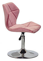Поворотний стілець Greg оксамит запорошена троянда B-1030 на хромованій опорі-бліні, з регулюванням висоти, фото 2