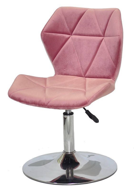 Поворотний стілець Greg оксамит запорошена троянда B-1030 на хромованій опорі-бліні, з регулюванням висоти, фото 1