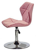 Поворотний стілець Greg оксамит запорошена троянда B-1030 на хромованій опорі-бліні, з регулюванням висоти, фото 3