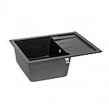 Гранітна кухонна мийка Lidz (BLM-14) 650x500/200 чорна 6550, фото 5