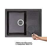 Гранітна кухонна мийка Lidz (BLM-14) 650x500/200 чорна 6550, фото 2