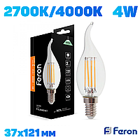 Светодиодная лампа Feron LB-59 4W E14 "Свеча на ветру" 2700K и 4000K