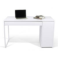 Современный письменный стол компьютерный в кабинет MeBelle MODE 130 х 60 х 75 см, ЛДСП белый, лофт модерн