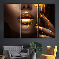 Модульна картина Губи золоті 90, 60, 3