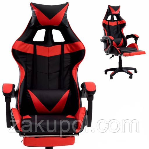Крісло геймерське PRESTIGE чорно червоне ігрове спортивне, фото 1