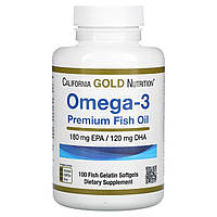 Омега-3, рыбий жир премиального качества, Omega-3, Premium Fish Oil, California Gold Nutrition, 100