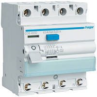 Hager Дифреле (УЗО) Hager CDS463D 4-полюсне 6kА 63А 30mA тип А QC