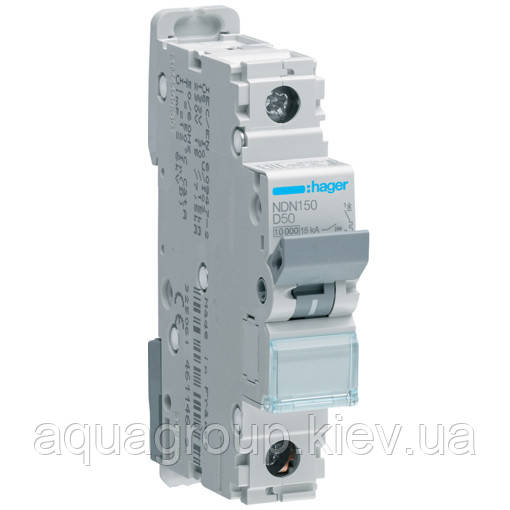 Hager Автоматичний вимикач Hager NDN150 1-полюсний 10kA In=50А тип D