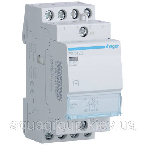 Hager Контактор Hager ESC428 230 В/25 A, 1 НЗ + 3 НО