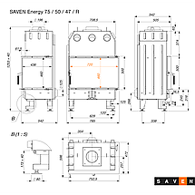Камінна топка кутова SAVEN Energy 75х50х47R (15,1 kW) ECO, фото 4
