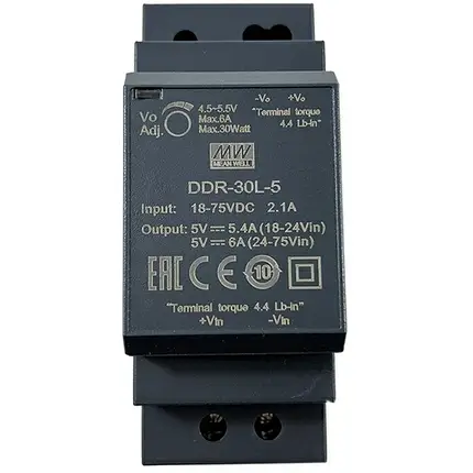 Ізольований DC/DC-перетворювач Mean Well на DIN-рейку 30W 6A 5V DDR-30L-5, фото 2