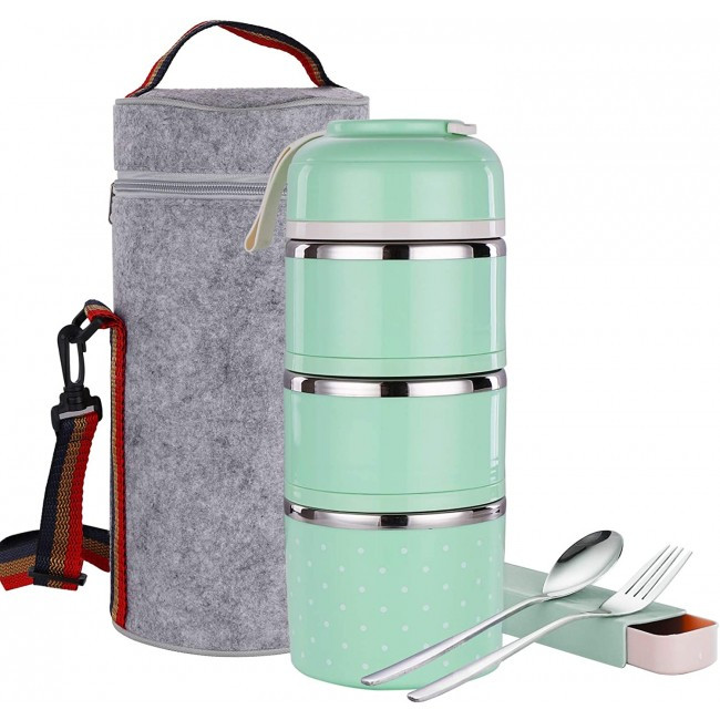 Комплект термос для їжі Fresh 1650мл з приладами і термосумкою, салатовий, фото 1