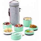 Комплект термос для їжі Fresh 1650мл з приладами і термосумкою, салатовий, фото 2