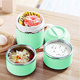 Комплект термос для їжі Fresh 1650мл з приладами і термосумкою, салатовий, фото 4