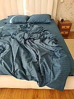 Євро страйп сатин - Сіро-синій