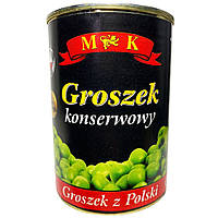 Горошек зеленый консервированный M&K, 400g (Польша)