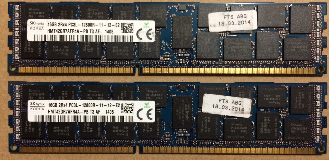 32GB 2*16GB DDR3L 1600MHz Hynix 12800R PC3L 2Rx8 REG ECC RAM Серверна оперативна пам'ять HMT42GR7AFR4A