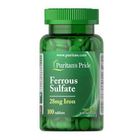 Puritan's Pride Iron Ferrous Sulfate 28 mg, Сульфат Заліза (100 таб.)