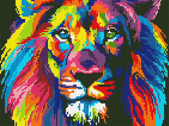 Алмазна вишивка Райдужний лев 30 х 40 (EJ1232, На підрамнику) Rainbow Art