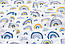 Бязь польська "Жовто-сині веселки" на білому тлі, №3929, фото 5