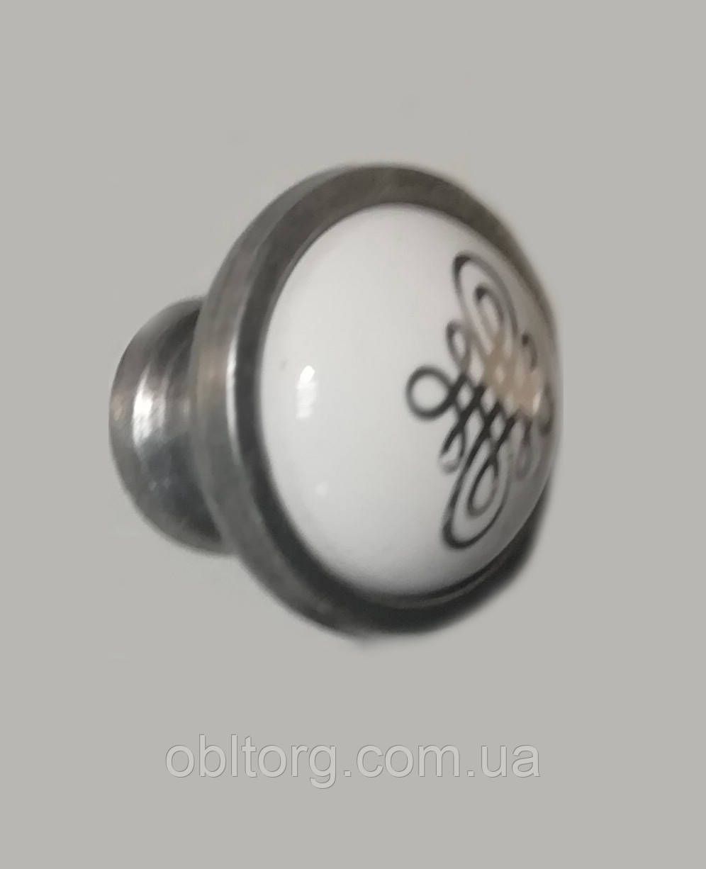 Ручка меблева кнопка Virno Azure 100R WTC A17 античне срібло, фото 1