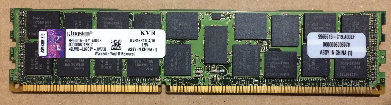 16GB DDR3 1600MHz Kingston 12800R PC3 REG ECC RAM Серверна оперативна пам'ять KVR16R11D4/16