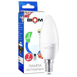 Світлодіодна лампа Biom BT-570 C37 7W E14 4500К матова