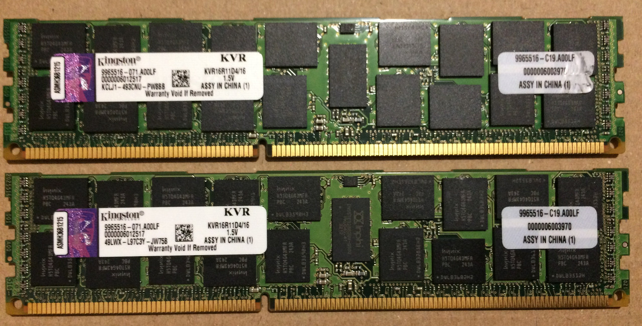 32GB 2*16GB DDR3 1600MHz Kingston 12800R PC3 REG ECC RAM Серверна оперативна пам'ять KVR16R11D4/16
