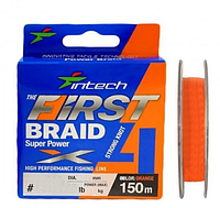 Шнур рыболовный нить для рыбалки рыболовные шнур Intech First BRAID X4 Orange оранжевый 0.165мм 150м 6шт/уп