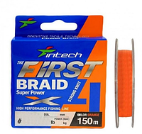 Шнур рыболовный нить для рыбалки рыболовные шнур Intech First BRAID X4 Orange оранжевый 0.128 мм 150м 6шт/уп