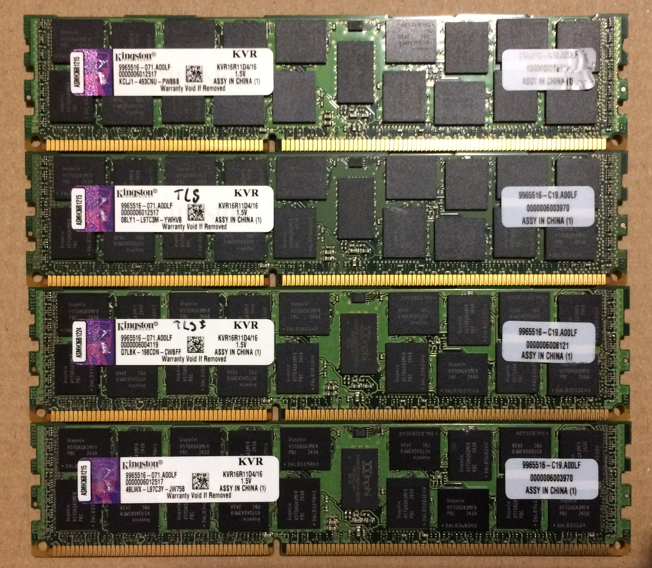 64GB 4*16GB DDR3 1600MHz Kingston 12800R PC3 REG ECC RAM Серверна оперативна пам'ять KVR16R11D4/16