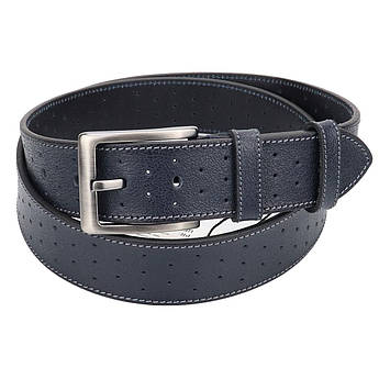 Чоловічий темно-синій ремінь Bond 418007 jeans d.blue із натуральної шкіри