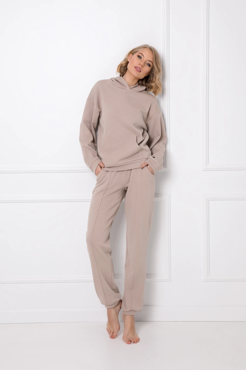 Жіночий домашній костюм Kenny Set Beige і Dark Grey, Жіночий прогулянковий костюм, Стильний спортивний костюм