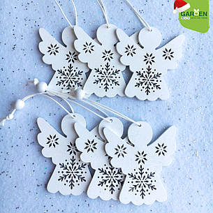 Новорічна підвіска Янголятко білий 7 см 6 шт., фото 1