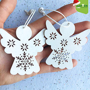 Новорічна підвіска Янголятко білий 7 см 6 шт., фото 2