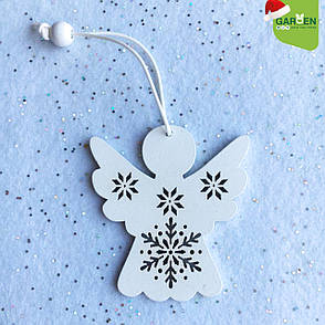 Новорічна підвіска Янголятко білий 7 см 6 шт., фото 3