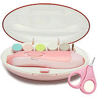 Набір Дитячий електрична полірувальна машинка для нігтів і ножиці для дітей Рожевий (n-1466)